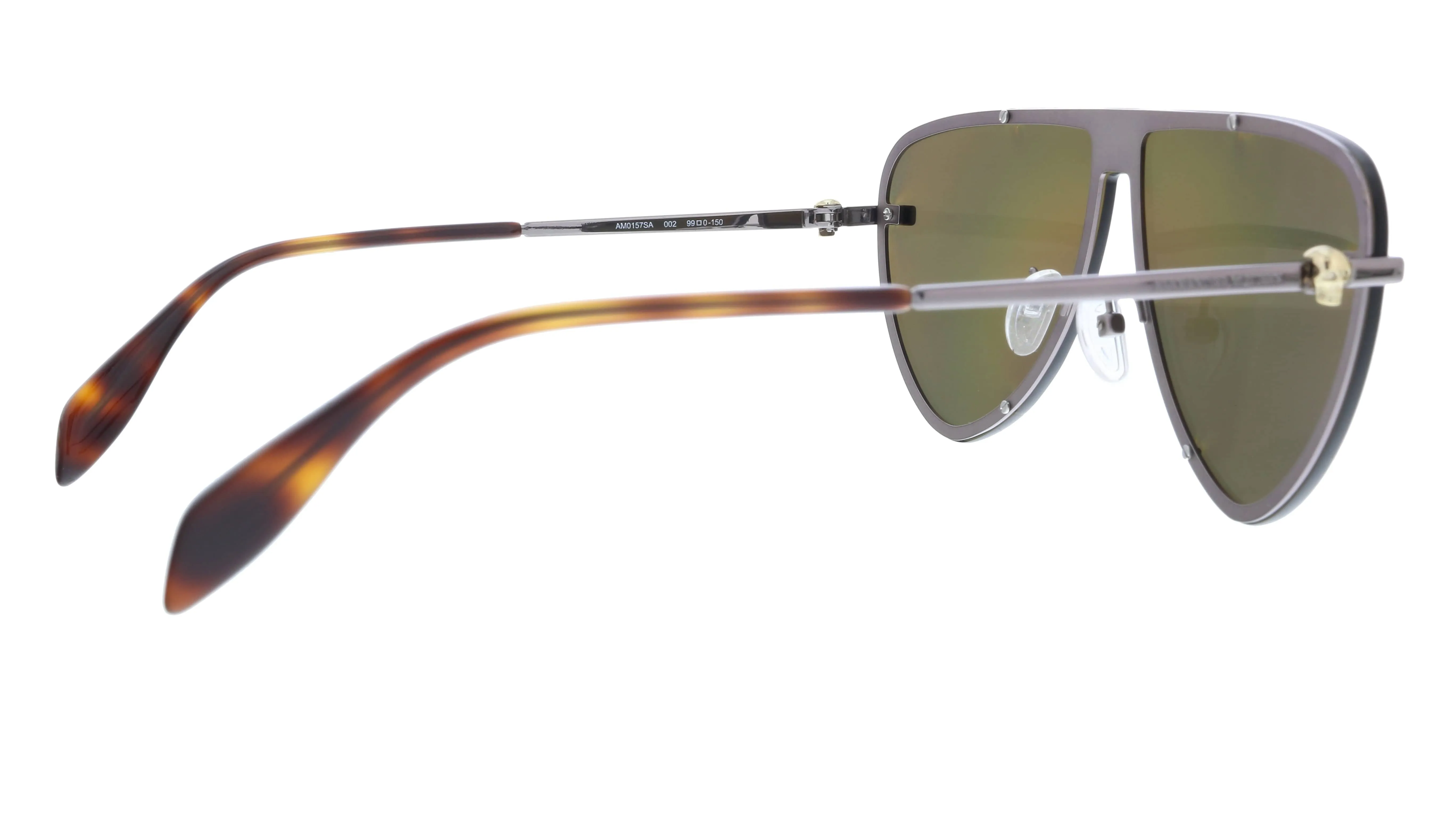 Alexander McQueen AM0157SA 002  Ruthenium  Aviator Sunglasses