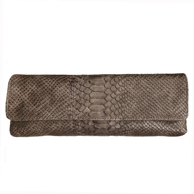 Baguette Clutch - Grey Snake