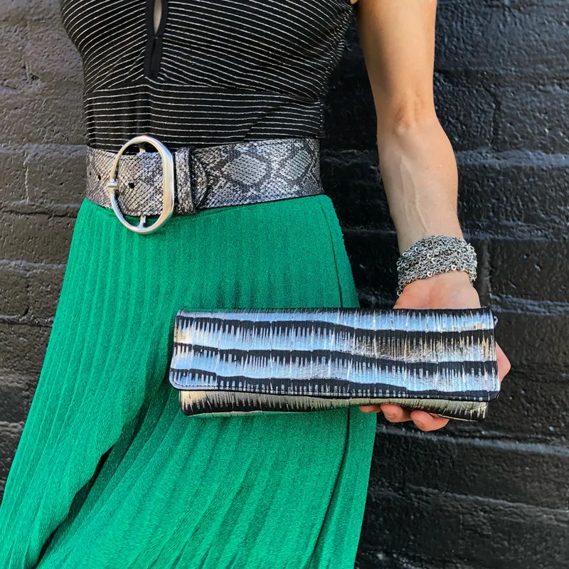 Baguette Clutch - Grey Snake