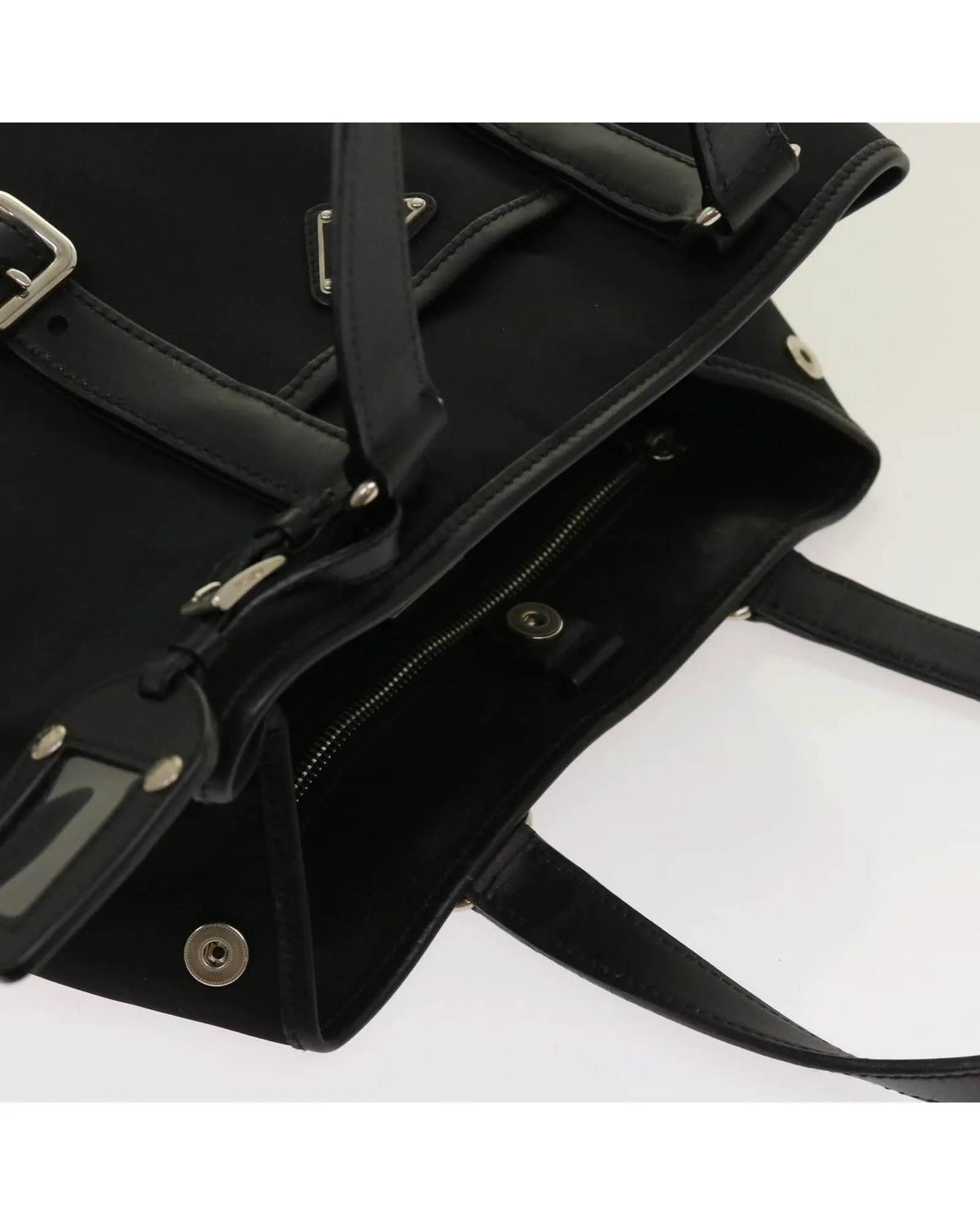 Black Nylon Tote Bag with Name Tag - Made in Italy