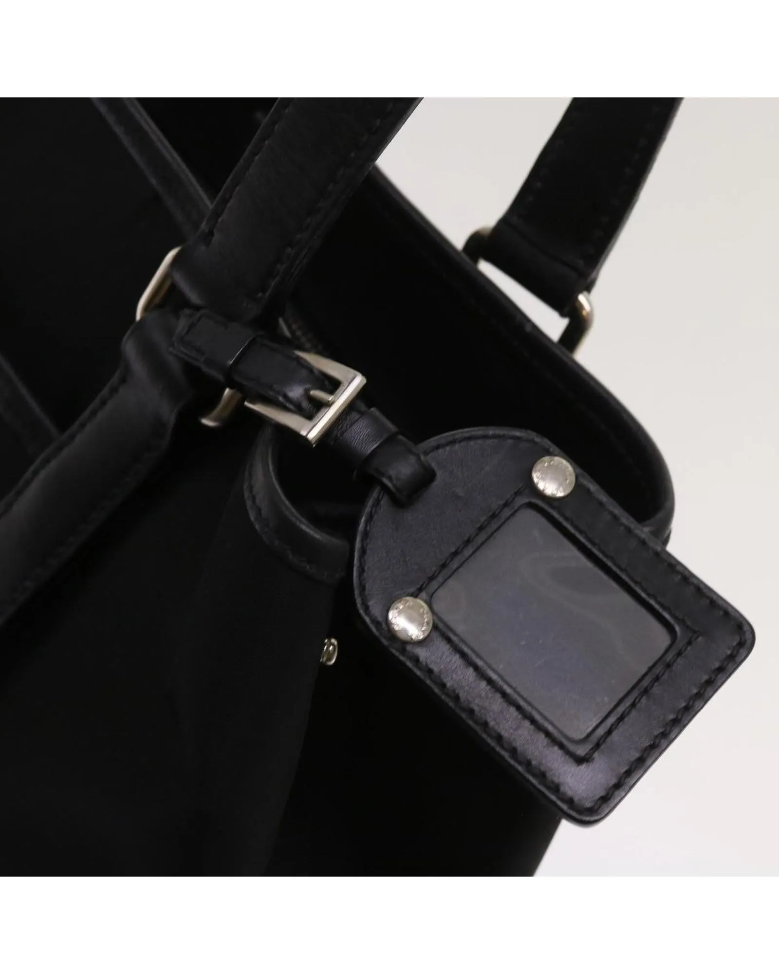 Black Nylon Tote Bag with Name Tag - Made in Italy
