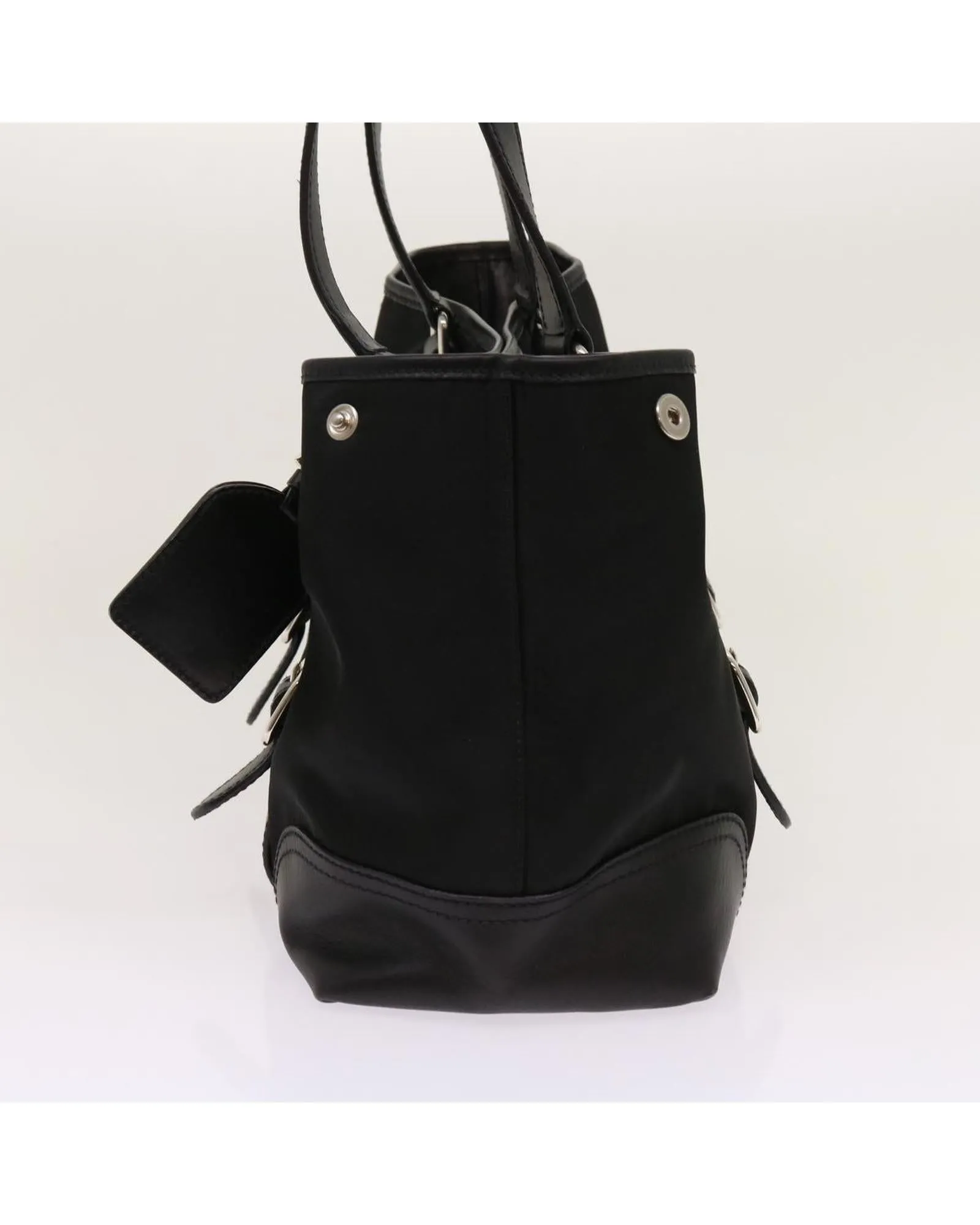 Black Nylon Tote Bag with Name Tag - Made in Italy