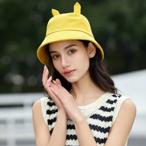 Bright Color Summer Bucket Hats with Cute Ears