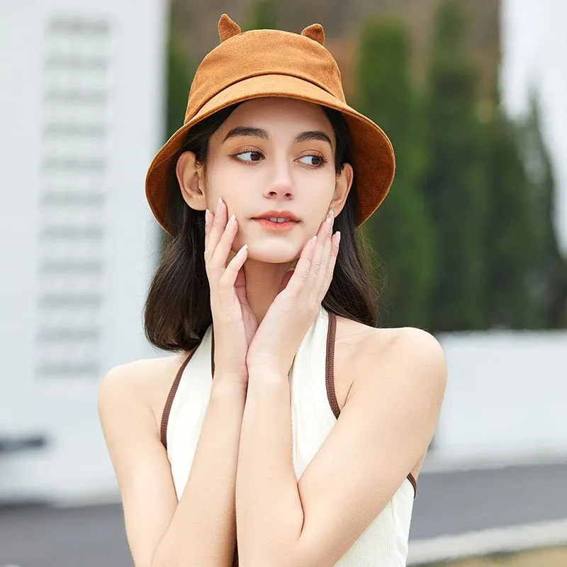 Bright Color Summer Bucket Hats with Cute Ears