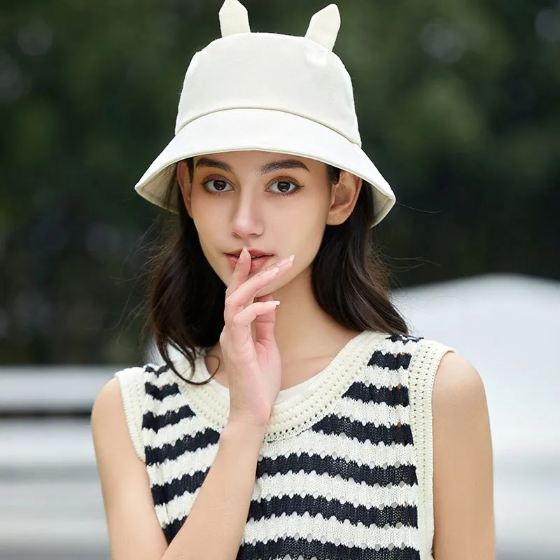 Bright Color Summer Bucket Hats with Cute Ears