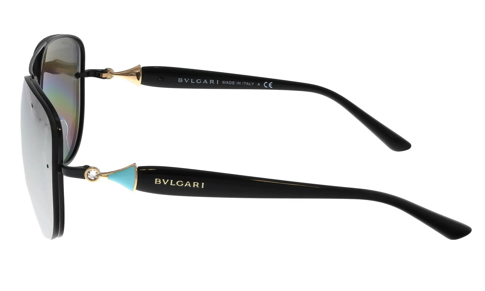 Bulgari BV6086B 239/6G Black Aviator Rimless Sunglasses
