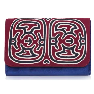 Burgundy and Blue Clutch