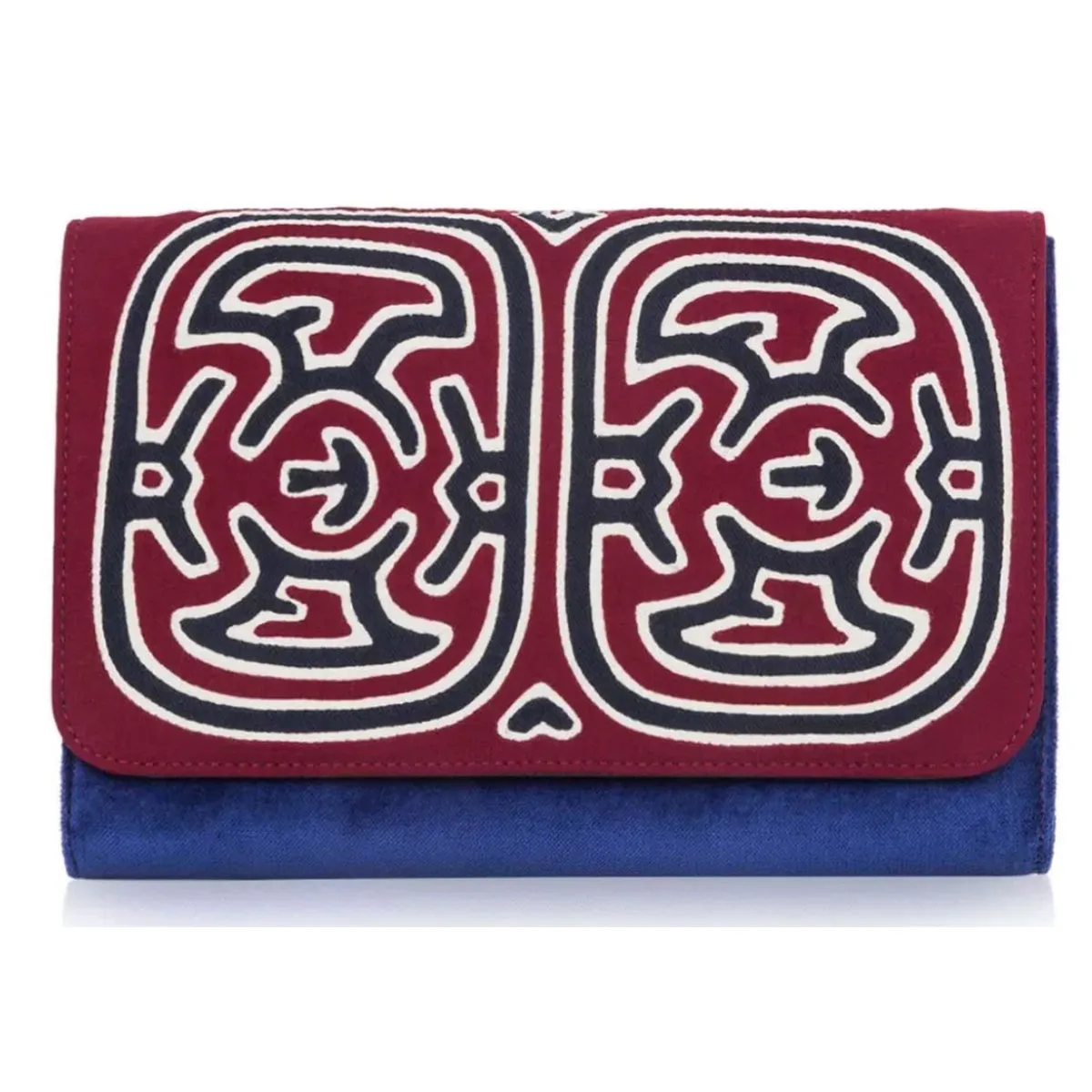 Burgundy and Blue Clutch