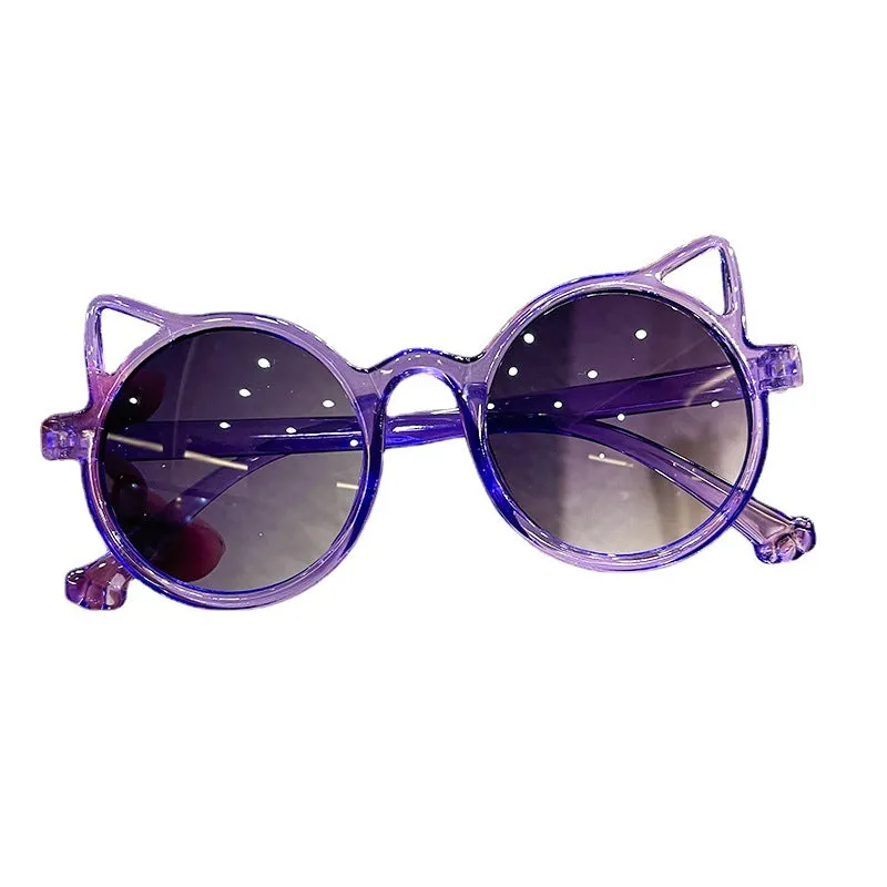 Children's sunglasses cat ears round colored glasses sunshade shopping style glasses