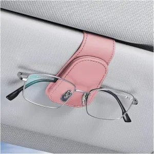 Color Name: Pink - Sunglasses Holders for Car Sun Visor, Leather