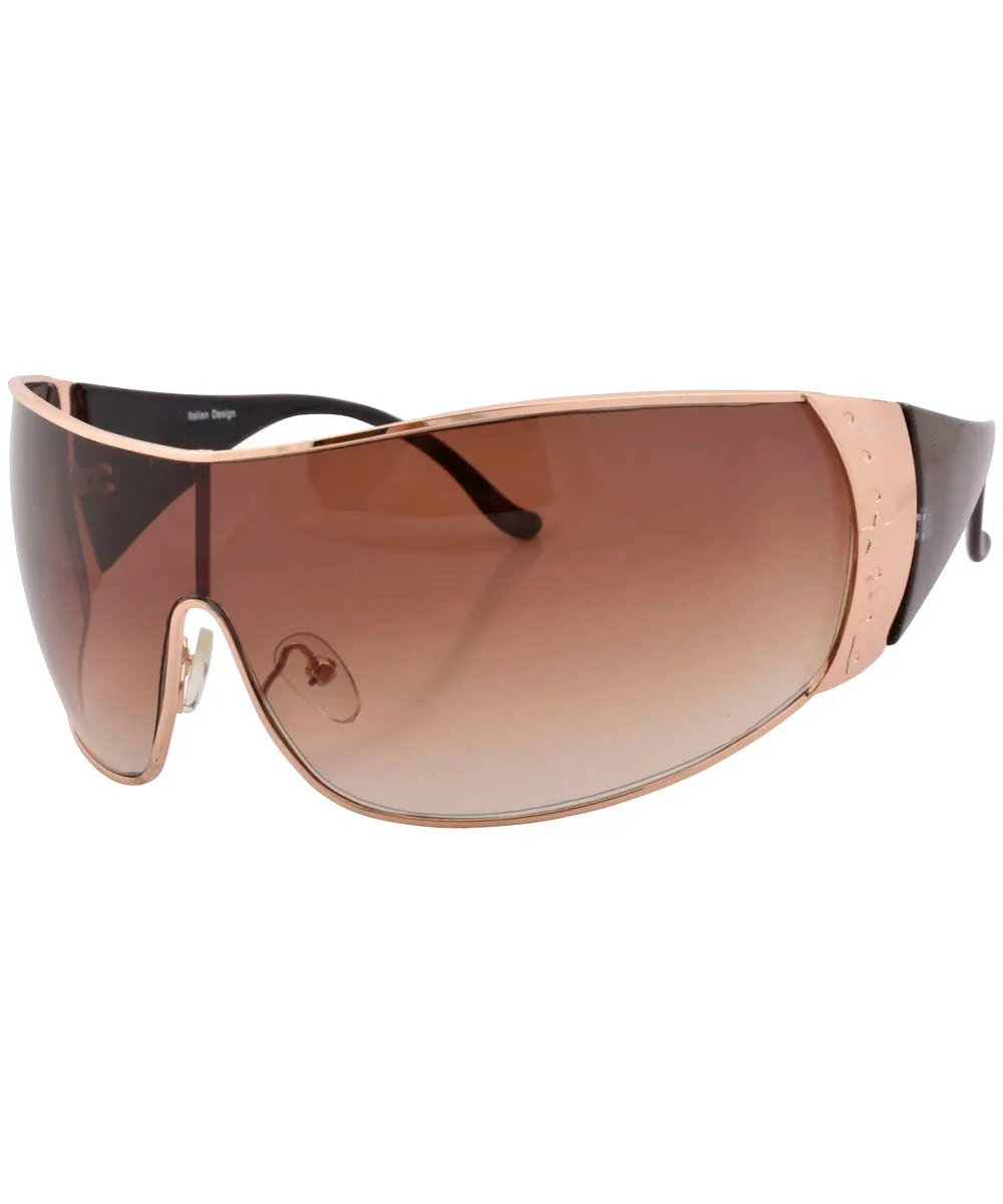 DROPPER Gold/Brown Shield Sunglasses