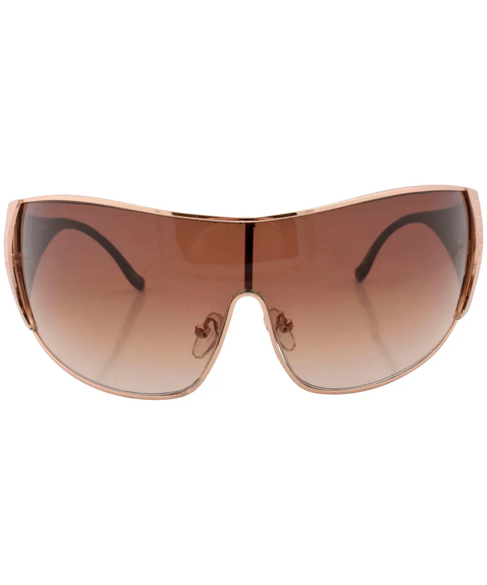 DROPPER Gold/Brown Shield Sunglasses