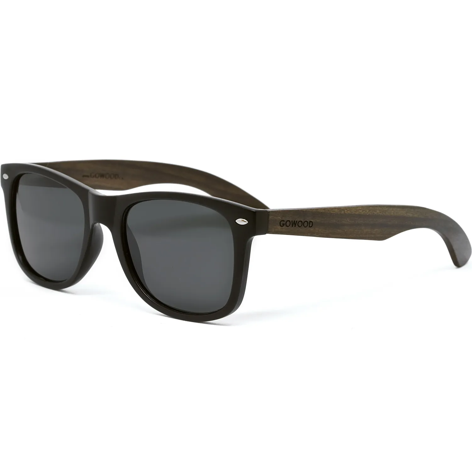 Ebony wood classic style sunglasses with black polarized lenses with 100% money back guarantee
