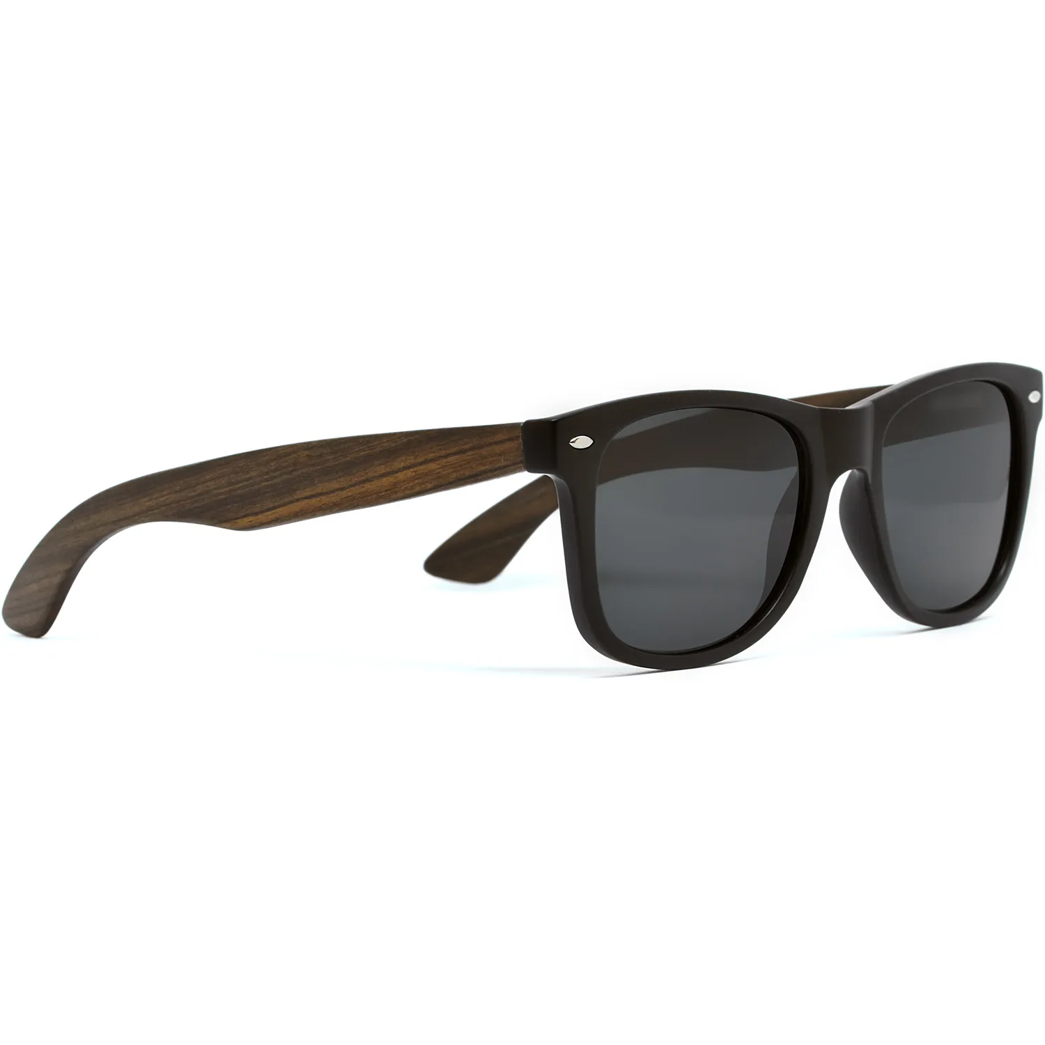 Ebony wood classic style sunglasses with black polarized lenses with 100% money back guarantee