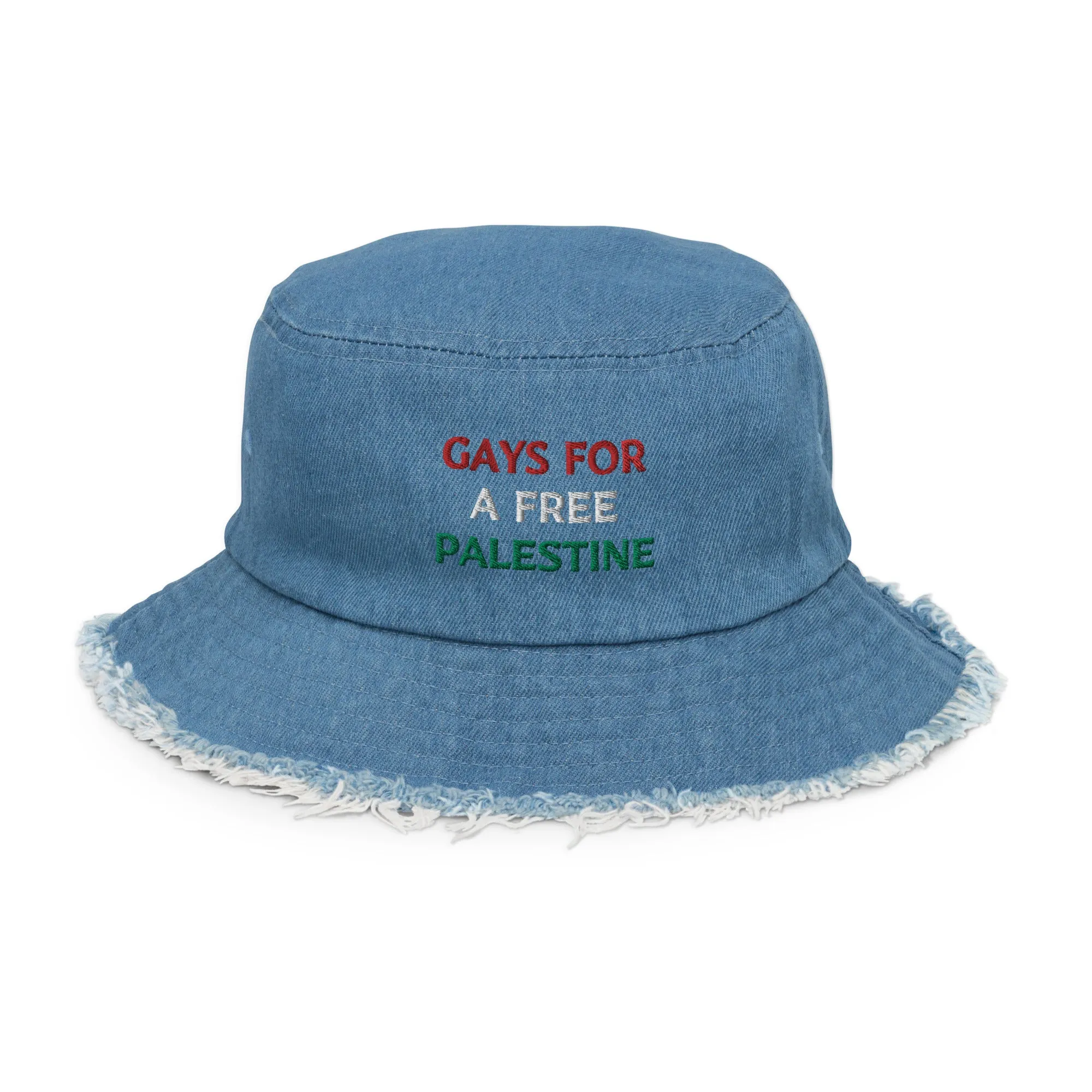 Gays For A Free Palestine Denim Bucked Hat