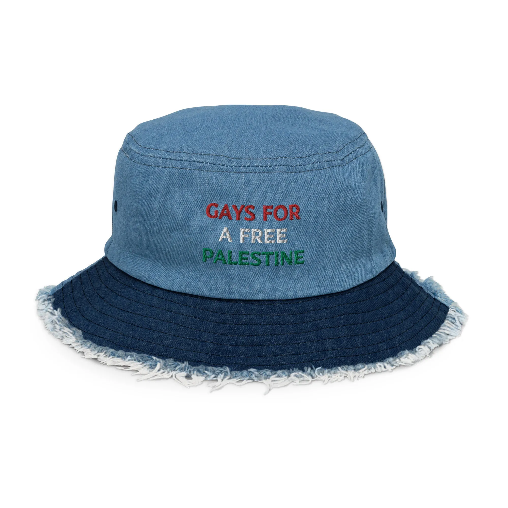 Gays For A Free Palestine Denim Bucked Hat