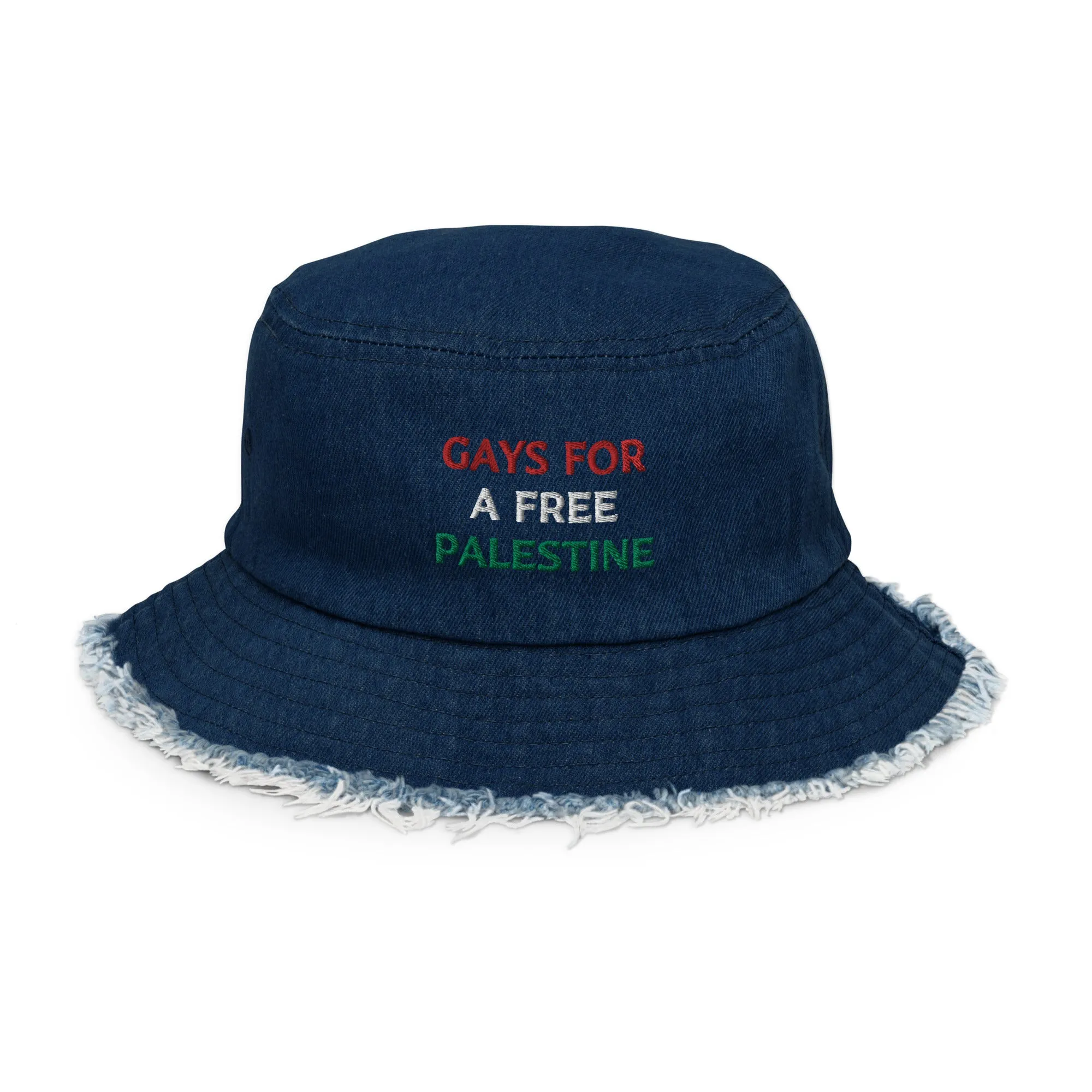 Gays For A Free Palestine Denim Bucked Hat