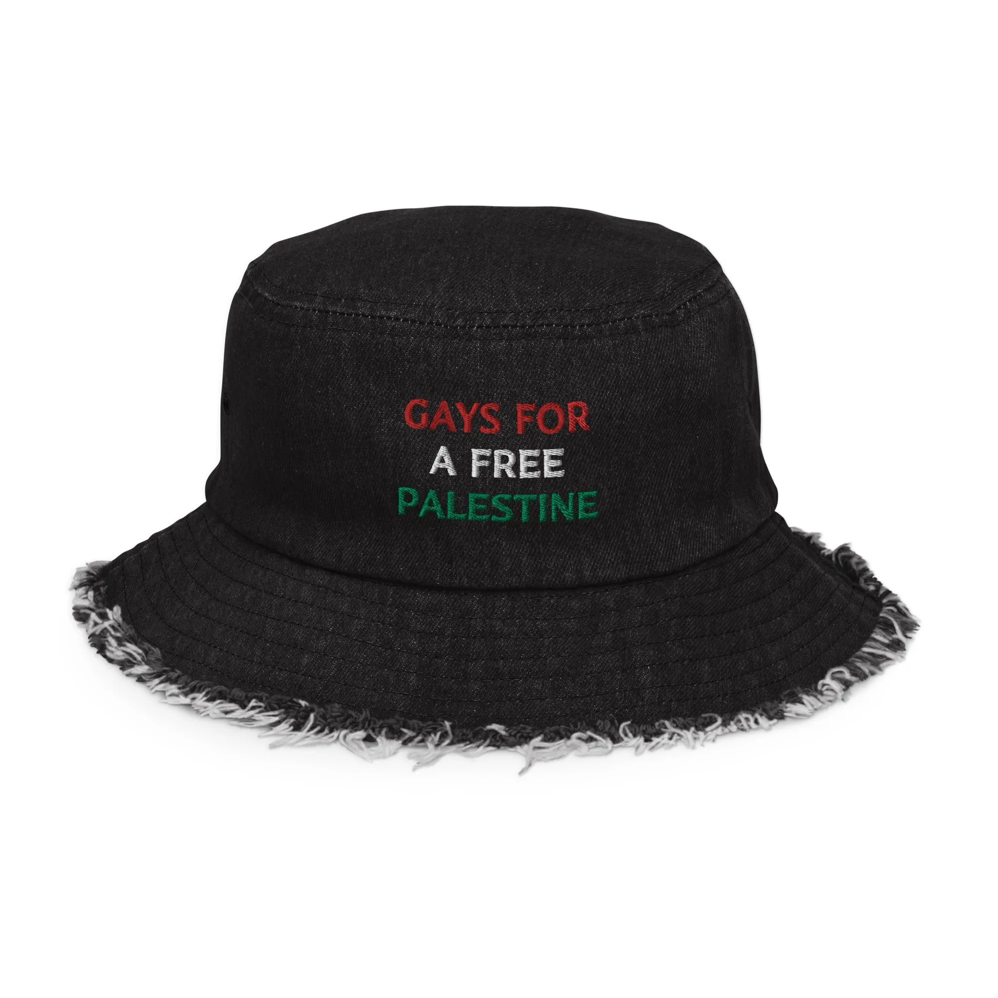 Gays For A Free Palestine Denim Bucked Hat
