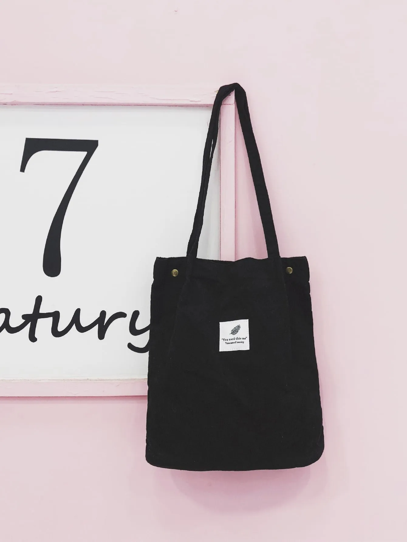 Letter Patch Tote Bag