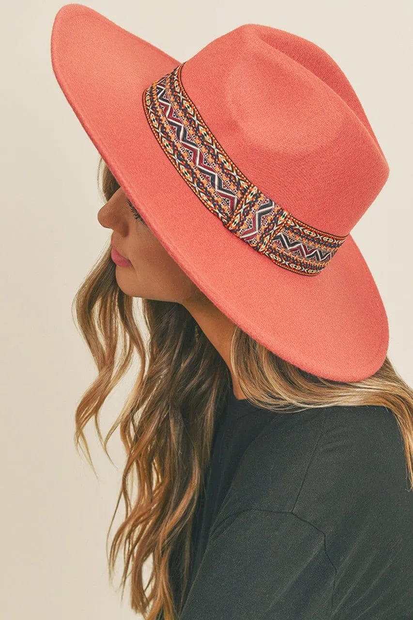 MH0089 AZTEC BAND PANAMA SUMMER HAT