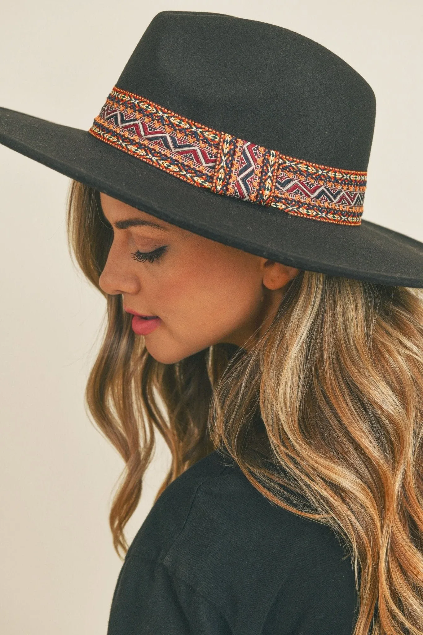 MH0089 AZTEC BAND PANAMA SUMMER HAT