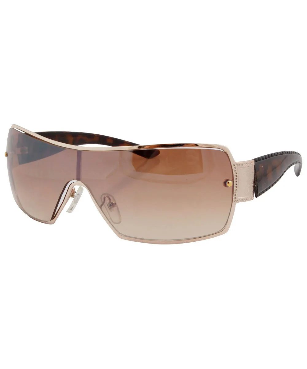 MUCHO MAS Gold/Amber Shield Sunglasses