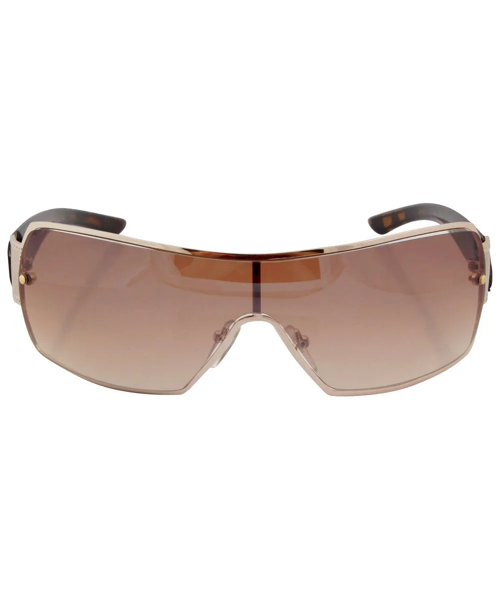 MUCHO MAS Gold/Amber Shield Sunglasses