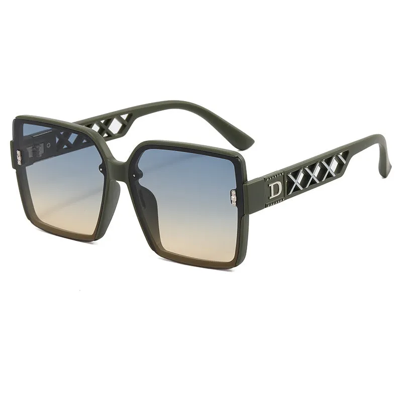 New fashion large frame trendy sunglasses for women high-end European and American square anti-UV sunglasses for men