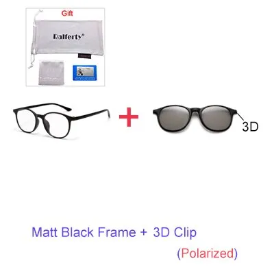 Ralferty 6 In 1 Magnet Sunglasses Women Polarized Eyeglass Frame With Clip On Glasses Men Round Uv400 Tr90 3D Yellow A2245