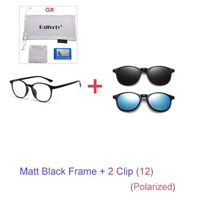 Ralferty 6 In 1 Magnet Sunglasses Women Polarized Eyeglass Frame With Clip On Glasses Men Round Uv400 Tr90 3D Yellow A2245
