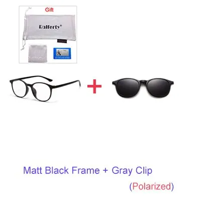 Ralferty 6 In 1 Magnet Sunglasses Women Polarized Eyeglass Frame With Clip On Glasses Men Round Uv400 Tr90 3D Yellow A2245