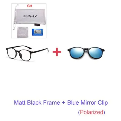 Ralferty 6 In 1 Magnet Sunglasses Women Polarized Eyeglass Frame With Clip On Glasses Men Round Uv400 Tr90 3D Yellow A2245