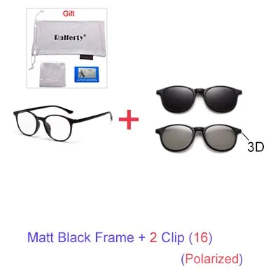 Ralferty 6 In 1 Magnet Sunglasses Women Polarized Eyeglass Frame With Clip On Glasses Men Round Uv400 Tr90 3D Yellow A2245