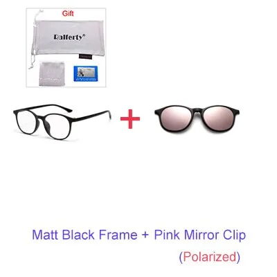 Ralferty 6 In 1 Magnet Sunglasses Women Polarized Eyeglass Frame With Clip On Glasses Men Round Uv400 Tr90 3D Yellow A2245