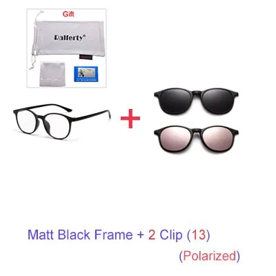 Ralferty 6 In 1 Magnet Sunglasses Women Polarized Eyeglass Frame With Clip On Glasses Men Round Uv400 Tr90 3D Yellow A2245