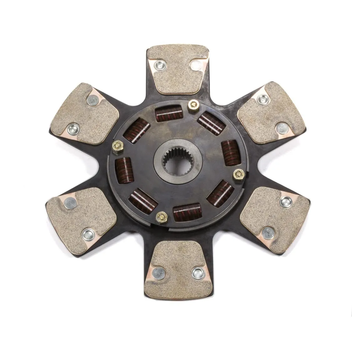Ram Automotive 6000 Series Clutch Disc - 11 in Diameter - 1-1/8 in x 26 Spline - Sprung Hub - 6 Puck - Metallic - GM / Ford
