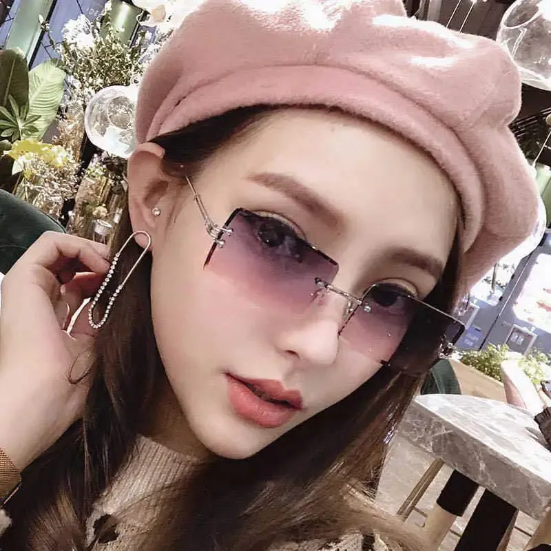 Sunglasses Rimless Frameless Shades Gradient UV400 for Women*