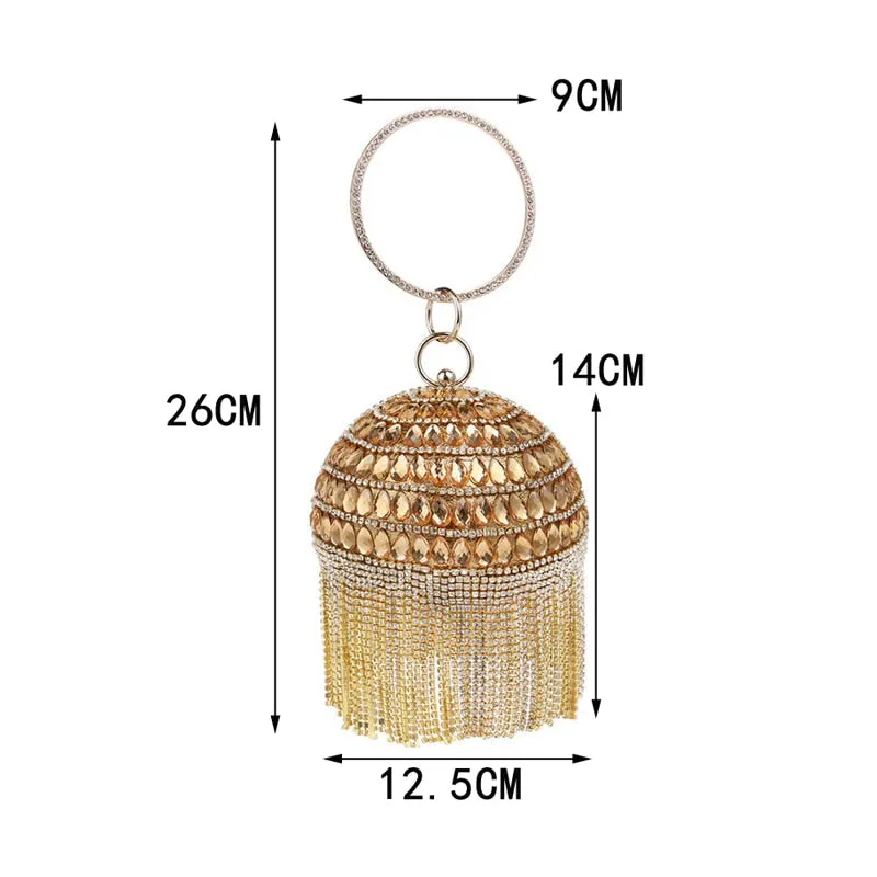 TEEK - Ball Tassel Crystal Wristlet Clutches