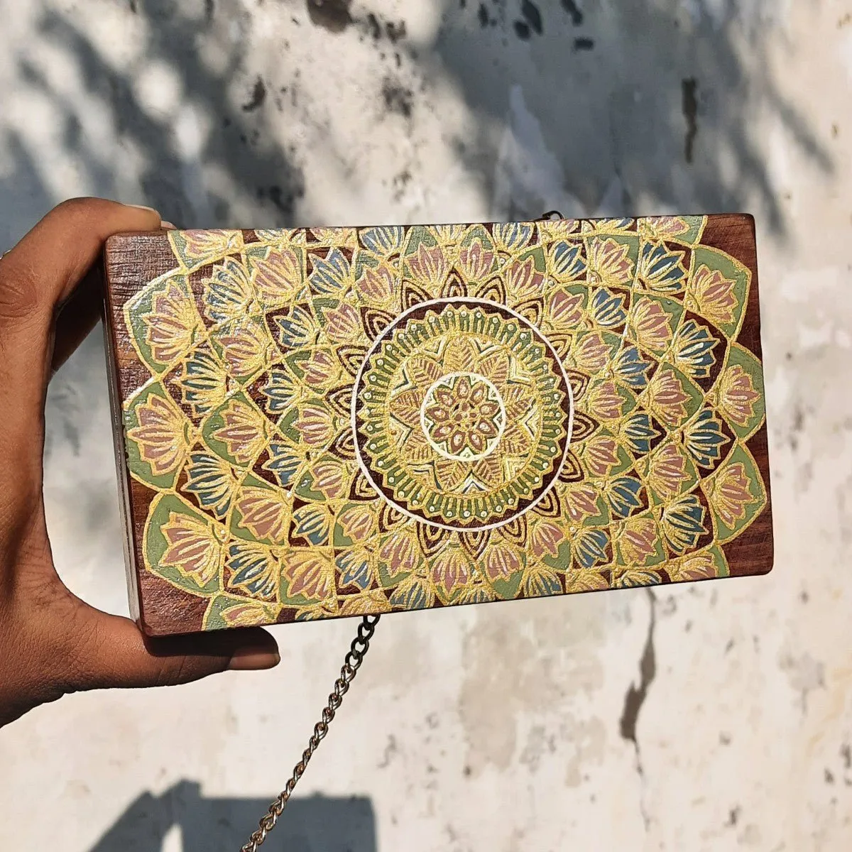 Wooden Clutch | Made of Mango Wood | Hand Painted