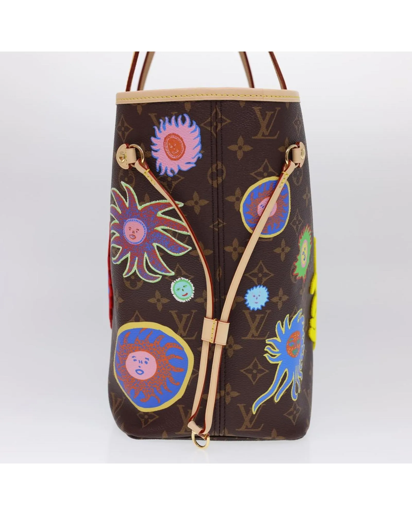Yayoi Kusama Neverfull MM Tote Bag M46447 LV Auth