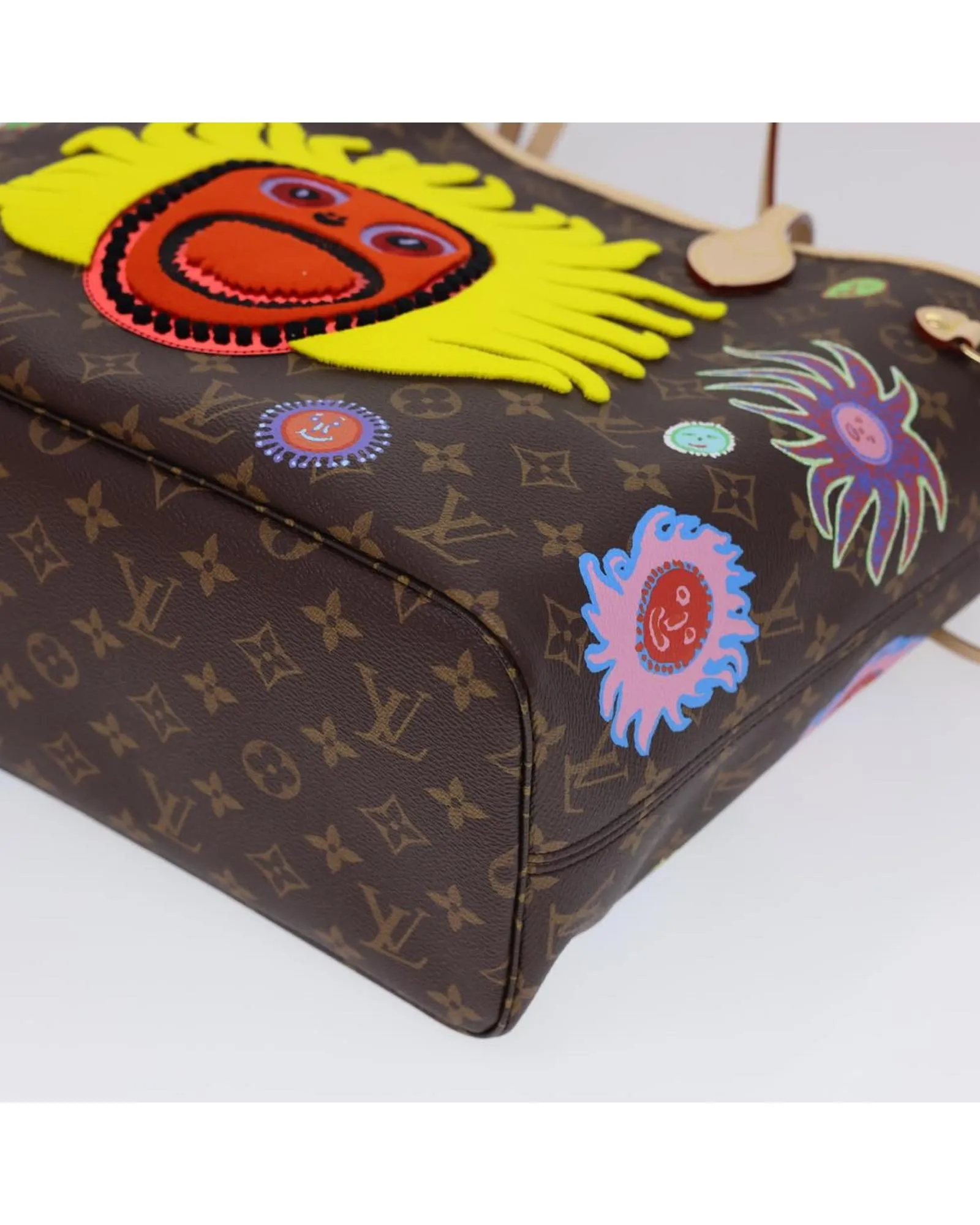 Yayoi Kusama Neverfull MM Tote Bag M46447 LV Auth