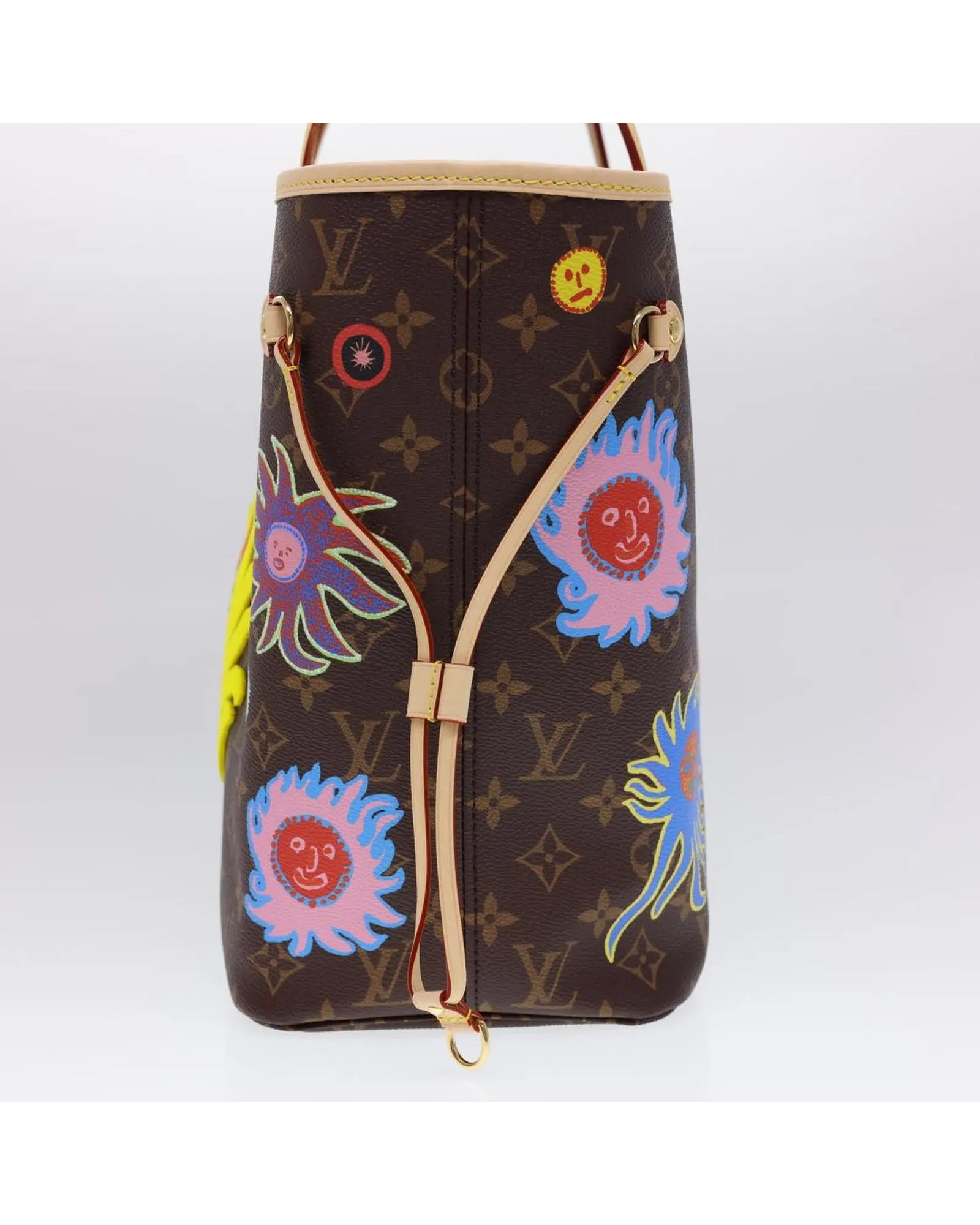 Yayoi Kusama Neverfull MM Tote Bag M46447 LV Auth