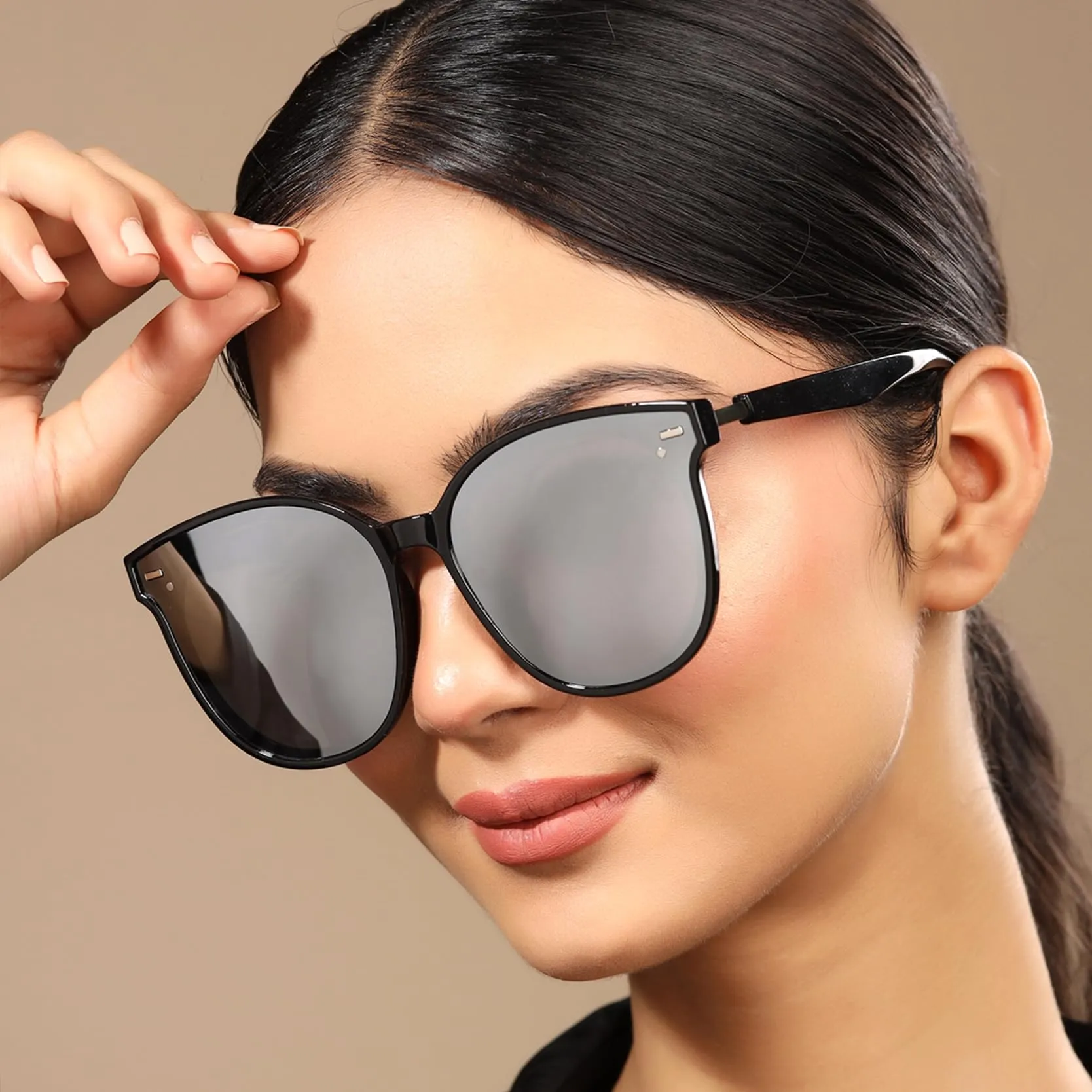 Yellow Chimes Round Shaped Sunglasses for Women | Polarised Sunglasses Girls Women | Sunglasses for Women Stylish | 100% UV 400 Protection with Case | Pack of 1 | Large