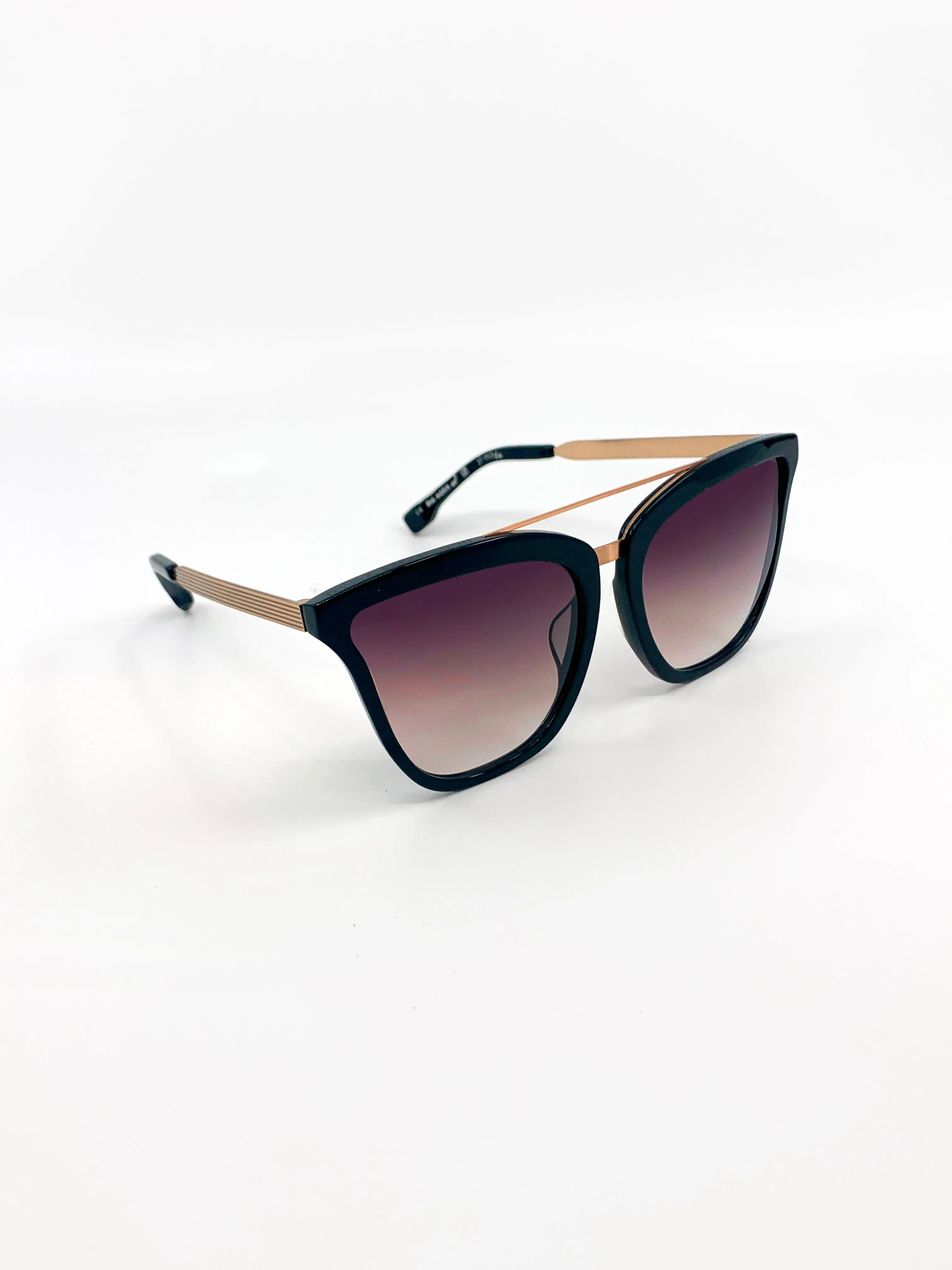 Yi-ming X Big Horn Butterfly Black Matt Gold Sunglasses.