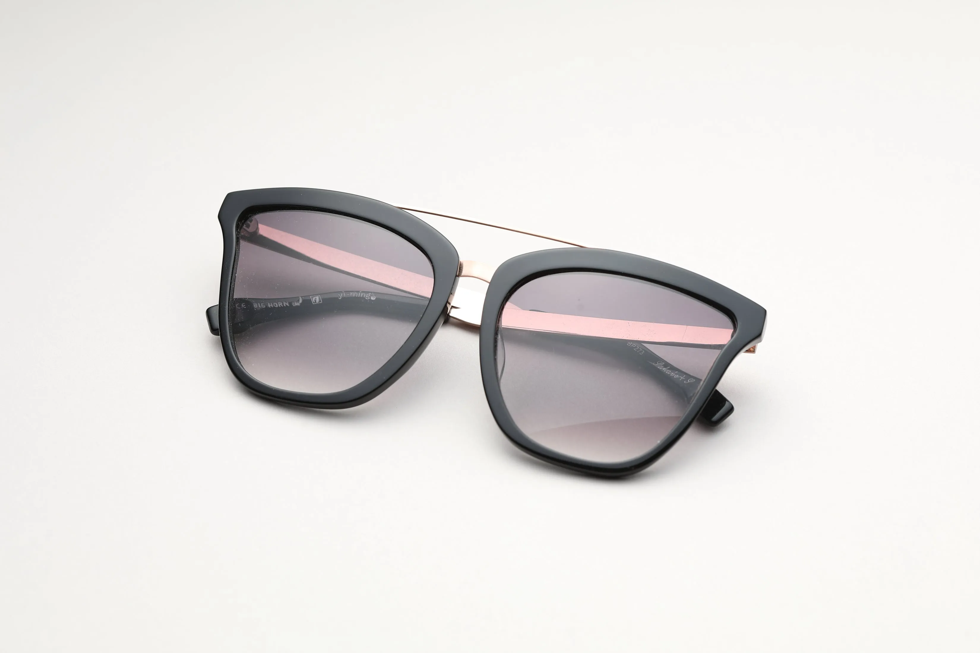 Yi-ming X Big Horn Butterfly Black Matt Gold Sunglasses.